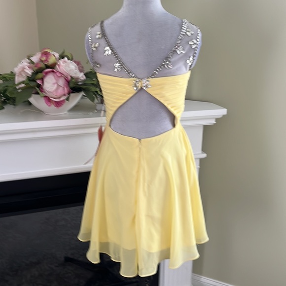 Babyonline Jeweled Lemon Yellow Prom Mini Dress NWT - Picture 9 of 14